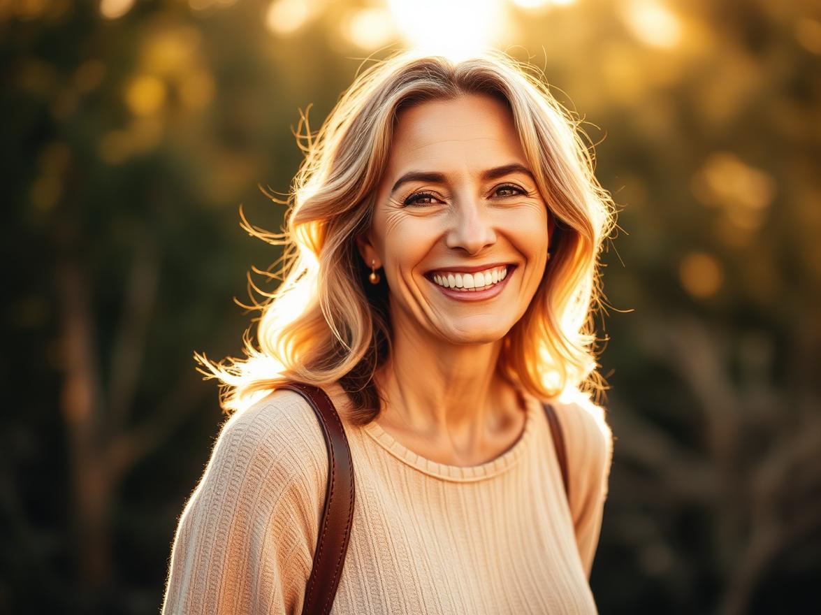 Confident, radiant woman embodying hormone optimization and vitality